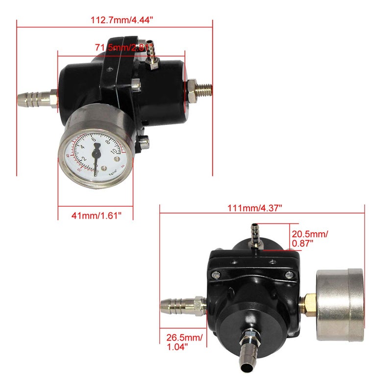 Partschoice Universal Adjustable Fuel Pressure Regulator Kit with 0-140 PSI Gauge Aluminum Gas Oil Injection Pressure Regulator - Image 5